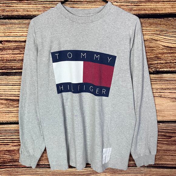 Vintage 1990s Tommy Hilfiger Big Flag Long Sleeve Shirt - Picture 2 of 8